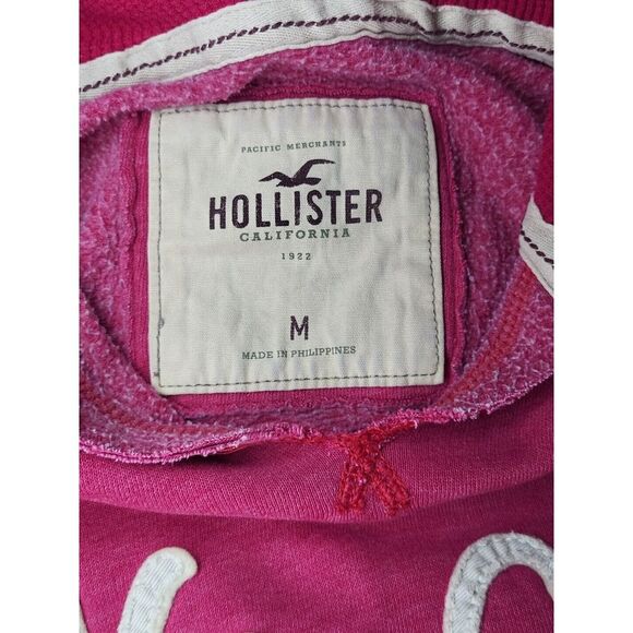 Y2K Hoco Hollister Hoodie Pink Size Med Prep Casual Fuscia Sweatshirt Distressed - Picture 6 of 14